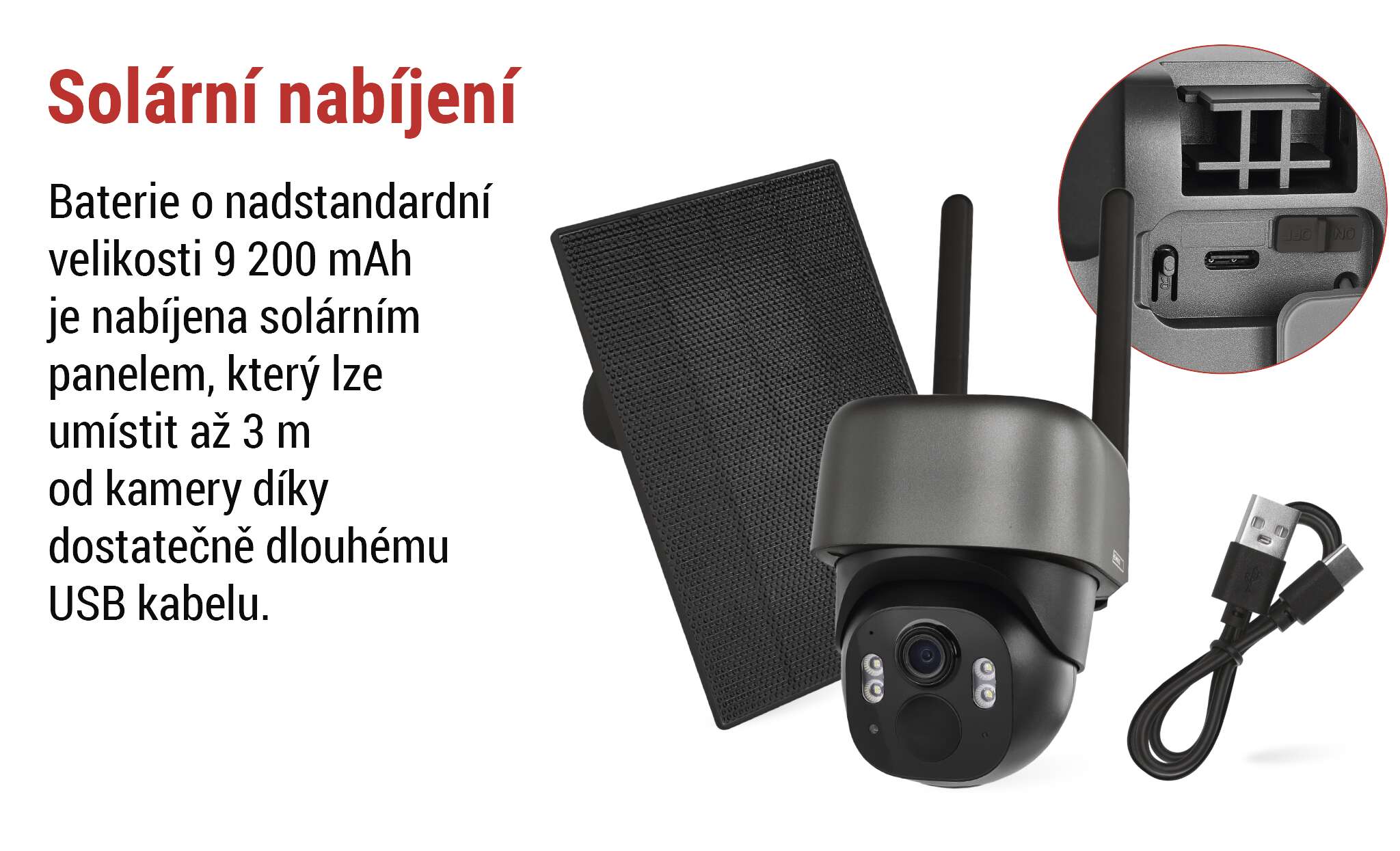 EMOS GoSmart IP-1200G WASP – solární otočná Wi-Fi kamera – instalace bez kabelů